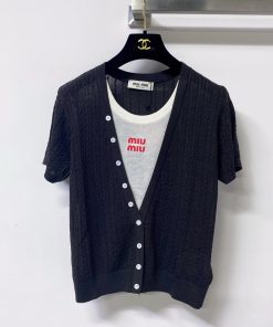 26SS夏服 ミュウミュウ 半袖Tシャツ トップス?2606BLJ220-MI1630